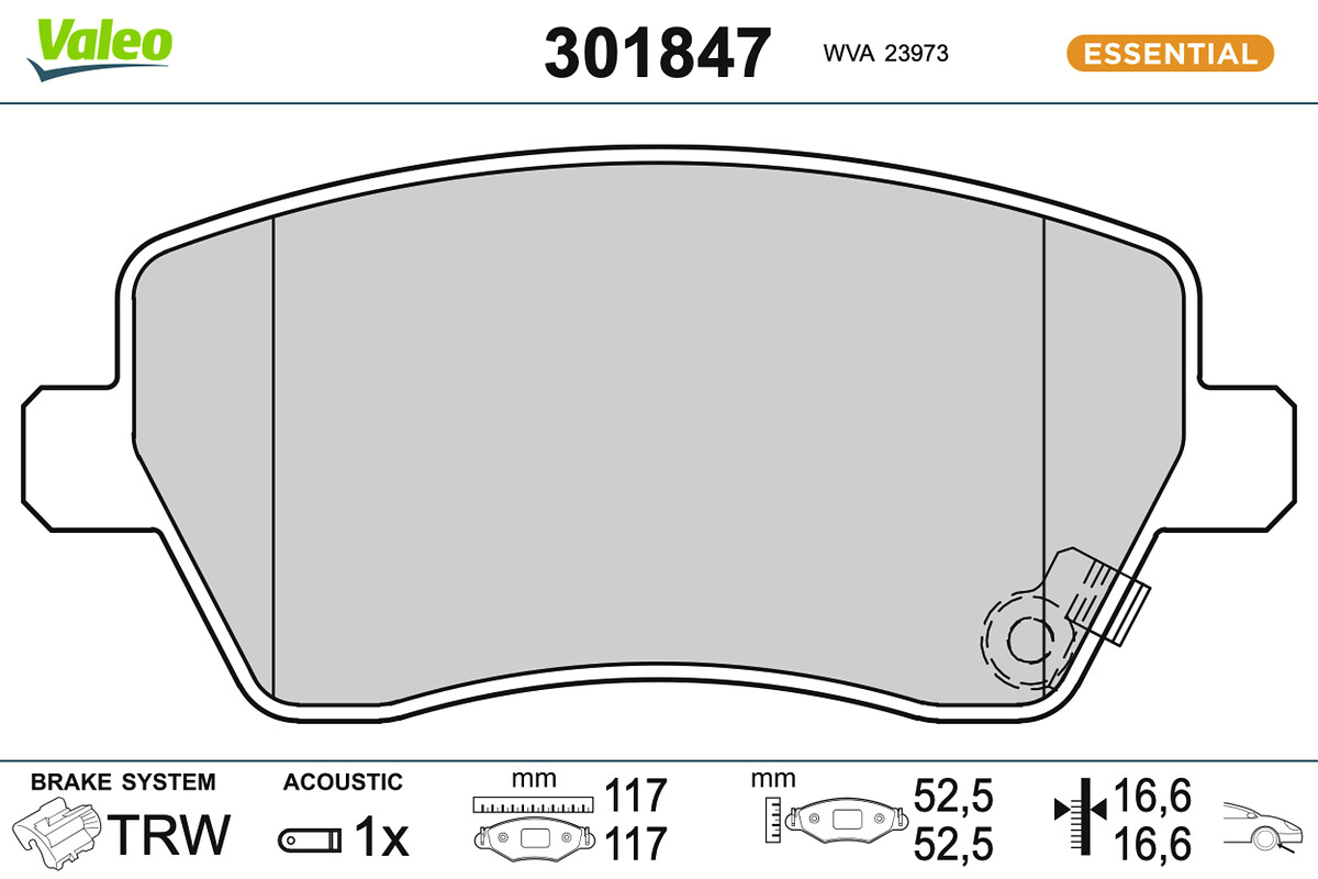 Jeu de 4 plaquettes de frein VALEO 301847